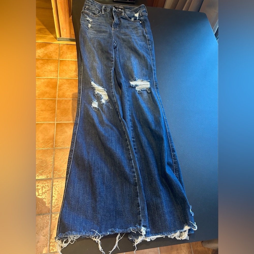 Judy Blue Distressed Denim Flare Jeans